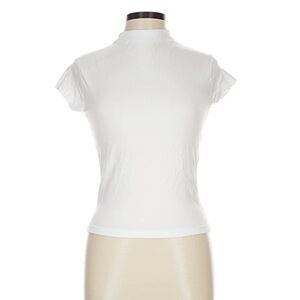 Zara White Mock Neck Short Sleeve Tee